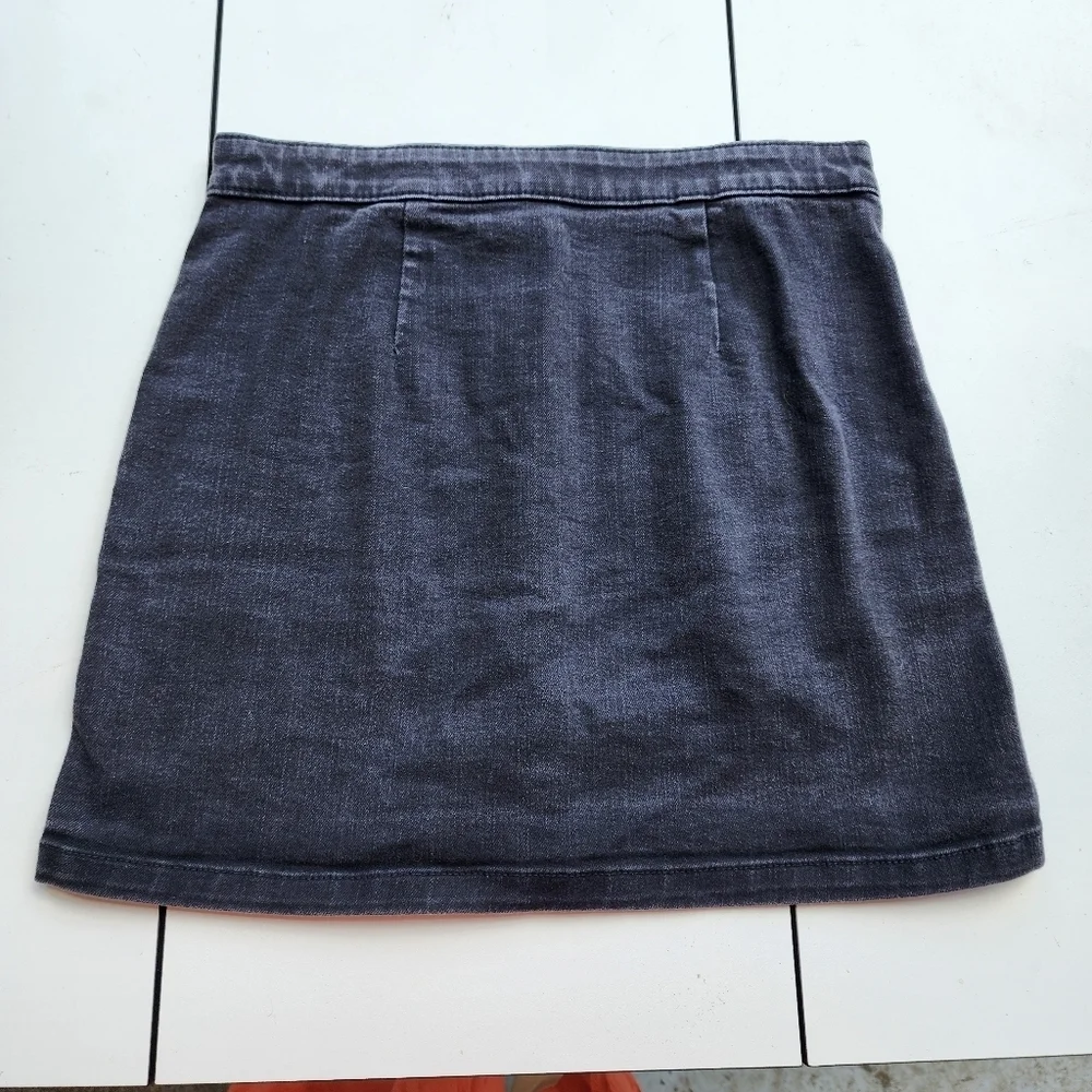 Old Navy Girl's Button Front Denim Jean Skirt Black Med Wash Sz XL (14)
